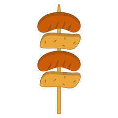 Delicious Grill Street Food Isolated on White Background. Vector Illustration.