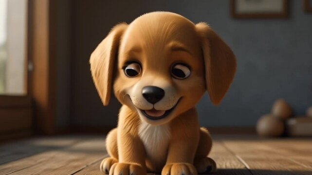 golden retriever puppy sitting on the floor