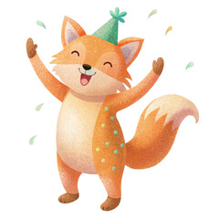 Fototapeta premium Cute Animal Celebrating with Party Hat Clipart - Fun and Festive Illustration for Kids' Events and Celebrations