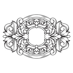 tattoo and t-shirt design black and white hand drawn engraving ornament frame vector	