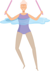 Senior woman is enjoying her retirement by staying active and participating in water aerobics