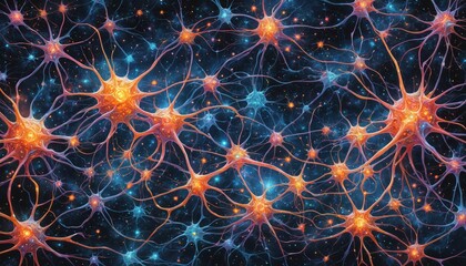 Fototapeta premium Network of interconnected neurons, showcasing the intricate pathways of the nervous system. Image provides a detailed visualization of neural connections
