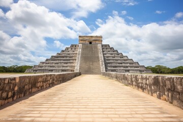 The Chichen Itza pyramid, with steps that transform into a celestial staircase.