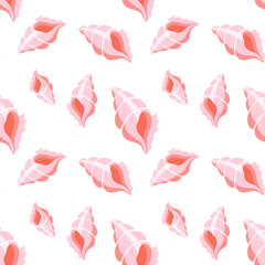vector seamless pattern with seashell, 