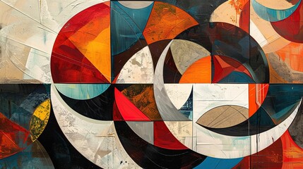 Fototapeta premium Dynamic Abstract Composition of Layered Geometric Shapes in Contemporary Art