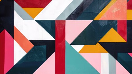 Vibrant Geometric Artistic Pattern with Intersecting Shapes in Contrasting Colors