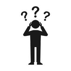 頭を抱える男性の白黒イラスト素材