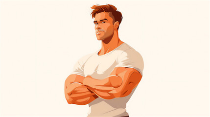 筋肉をアピールする男性