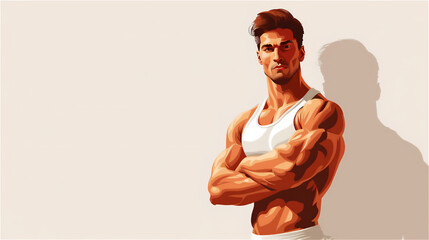 筋肉をアピールする男性