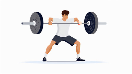 バーベルでウェイトトレーニングをする人物