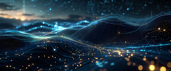 Obraz premium Digital background ideal for technological operations, neural networks, AI, data transmission and encryption, digital archives, audio and visual representations, scientific research 