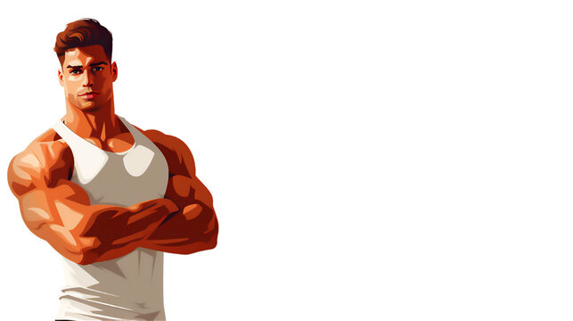 筋肉をアピールする男性