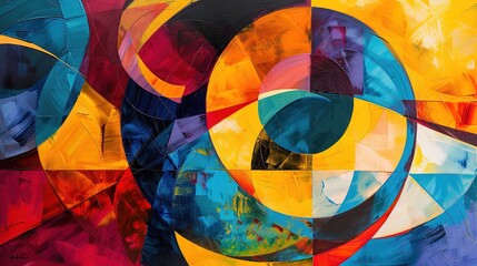 Fototapeta premium Vibrant Contrasts: Contemporary Abstract Art with Clean Lines