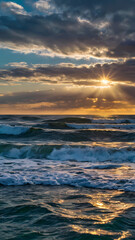 evening waves gently cascade onto the shore