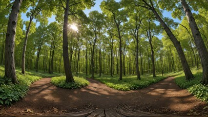 Obraz premium Three Paths Through The Forest.