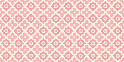 A pattern of pink and white circles and squares