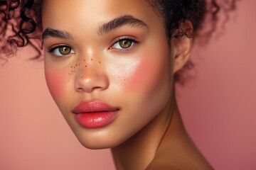 Close-Up Portrait of a Young Woman with Freckles