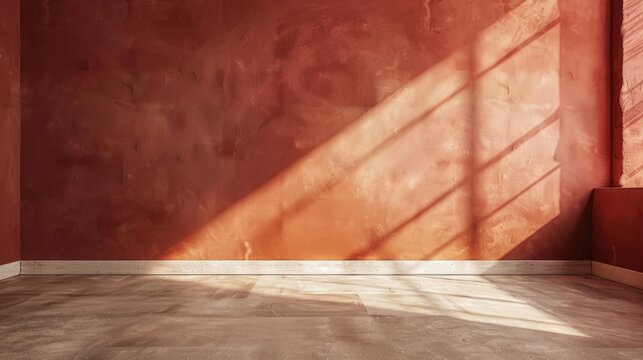 Reddish brown wall paint Half of wall painted in the same shade