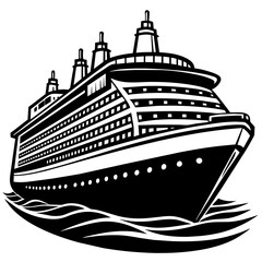         Modern Cruising Ship silhouette vector illustration.   
