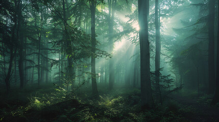 Obraz premium Forest in the mystic morning