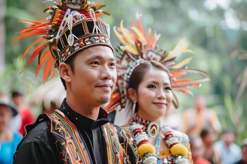 Fototapeta premium Traditional Attire in a Festive Setting