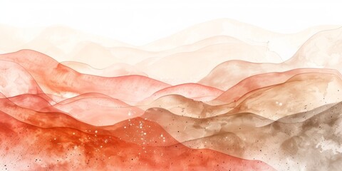 Fototapeta premium Modern Abstract Minimalistic Geometric Watercolor Pattern Art in Muted Pantone Tones for Calming Zen Nordic Scandinavian Bohemian Decor
