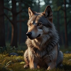 Obraz premium A wild gray wolf, a canine predator with thick fur, stands alert in a winter forest