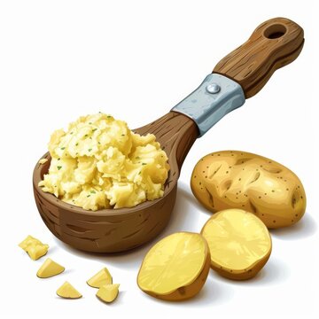 mashed potatoes wooden spoon white background clip art preview
