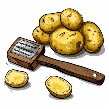 potatoes and grater, cartoon style clip art preview