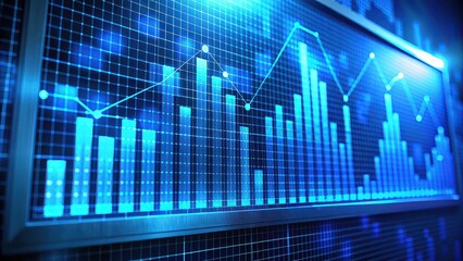 Trendy blue analytics data visualization on digital screen, trendy, blue, analytics, data, visualization, digital