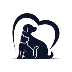 pet love logo design. pet care vector icon template