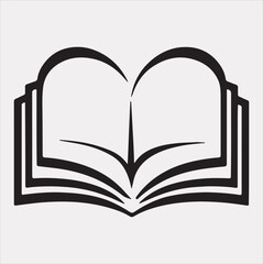 book And Love shape education logo vector Silhouette on White Background