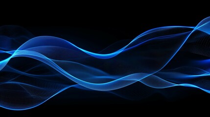 Blue abstract wave on black