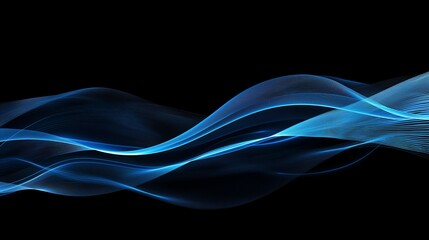 Blue abstract wave on black