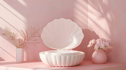 podium for product presentation in the style of an open shell medium