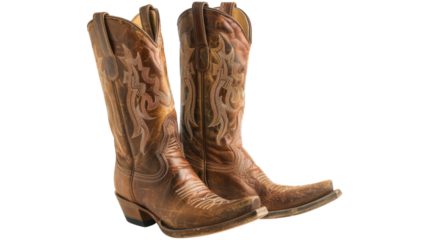 A pair cowboy boots on transparent background
