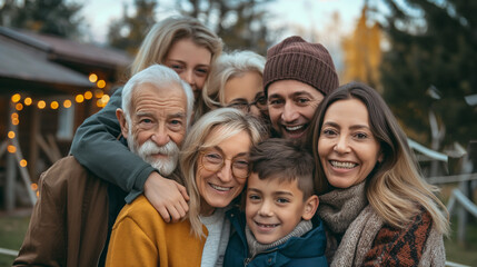 Obraz premium Multigenerational Family Smiling Outdoors