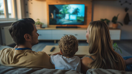 Happy Family Watching TV Together