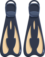 Cartoon style illustration of a pair of diving flippers standing upright on white background © nsit0108