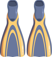 Two yellow and blue diving flippers for exploring underwater world © nsit0108