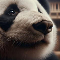 Close-Up of a Panda's Face Looking to the Side