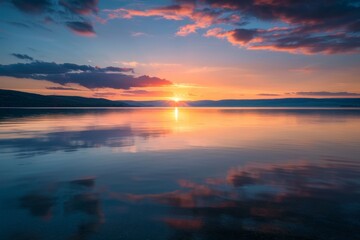 Naklejka premium Peaceful Sunset Over a Still Lake