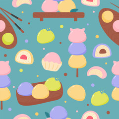 Japanese mochi desserts of different tastes