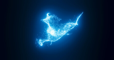 abstract background 3d render of particles green neon lights sparkles