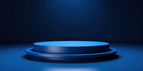 Blue Circular Platform on a Dark Blue Background