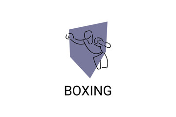 Boxing sport vector line icon. sportsman, practice boxing stance. sport pictogram illustration.