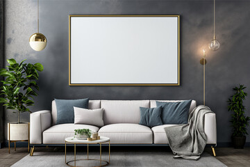 Frame mockup, ISO A paper size. Home Office wall poster mockup. Interior mockup with office background. Modern interior design.