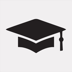 minimalist degree logo with convocation cap in black.Silhouette vector