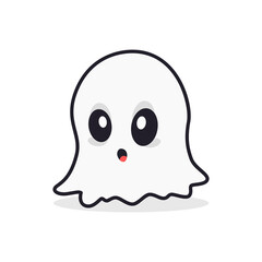 cute ghost happy cartoon character vector illustration template design