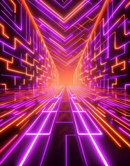 route numérique et futuriste en néon avec une belle lumière, lignes numériques en ia